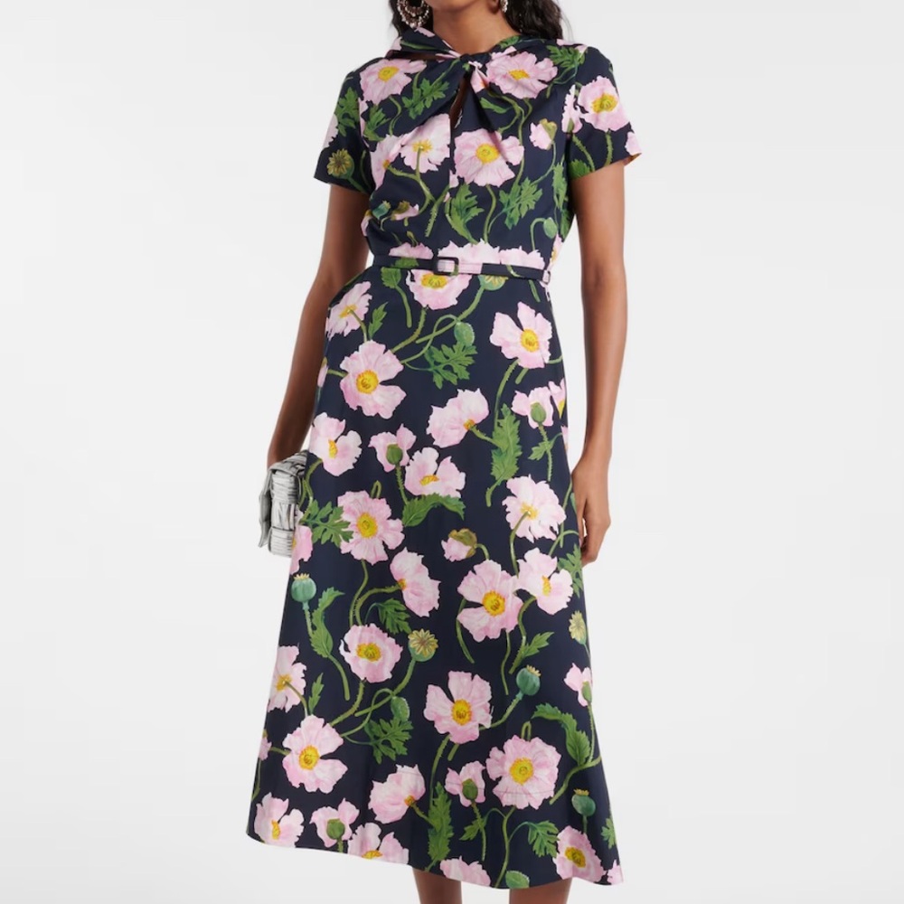 Oscar de la Renta Floral cotton poplin midi dress worn once